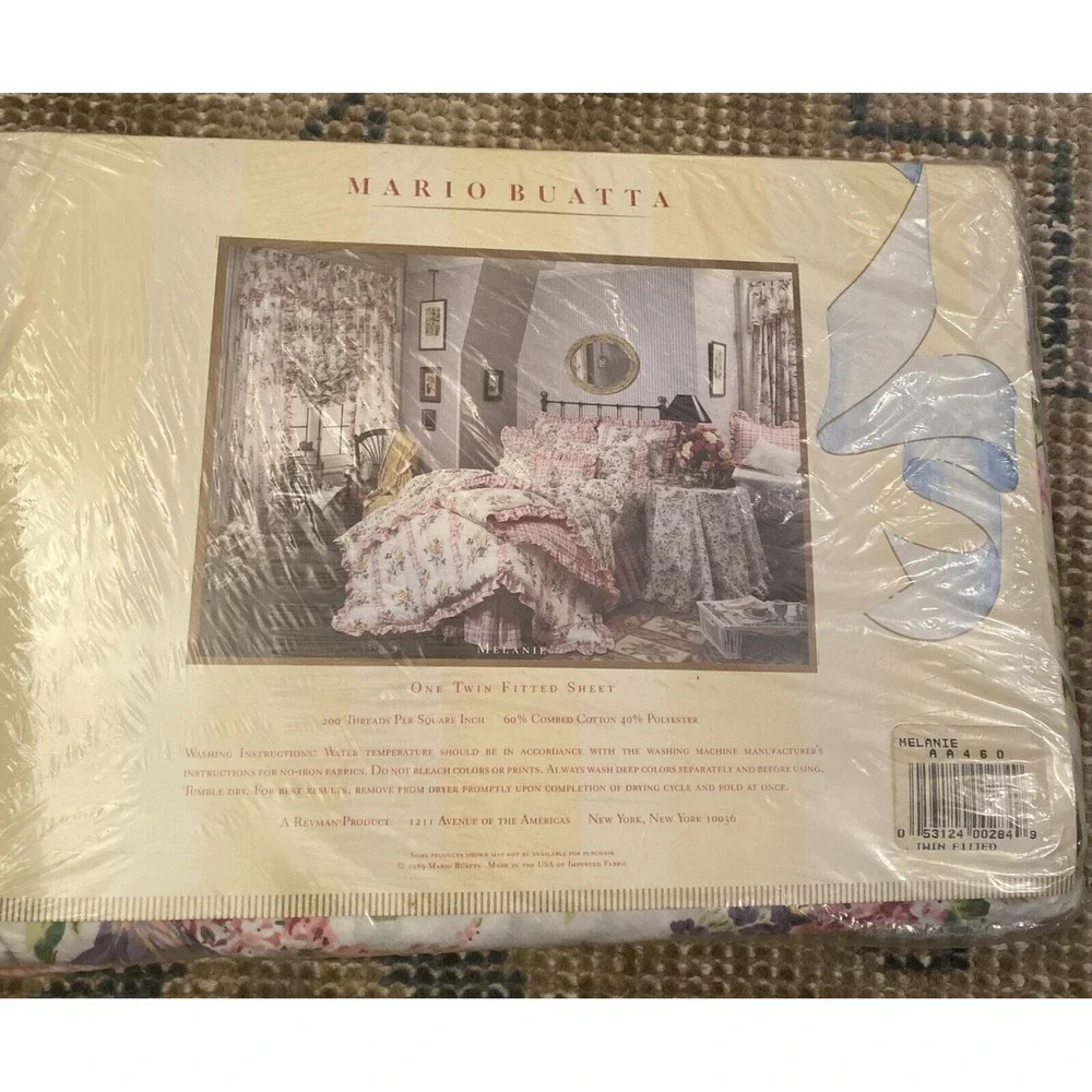 NWT‎ Vtg Mario Buatta Twin Flat Sheet 